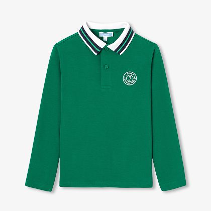 Cotton piqué boy poloshirt- green
