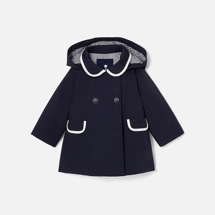 Toddler girl raincoat - navy and white