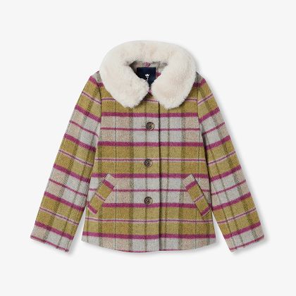 Girl British wool coat - tartan