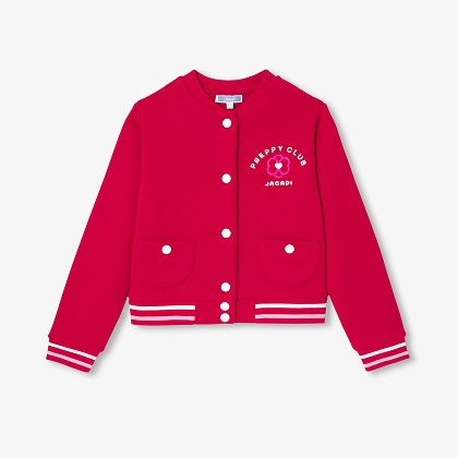 Girl fleece Varsity jacket - red