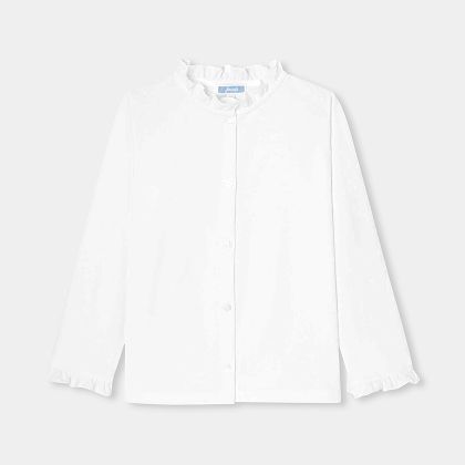 Cotton jersey girl blouse - white