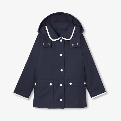 Girl hooded raincoat - navy