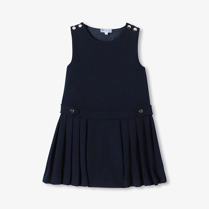Girl Milano knit pinafore dress - navy