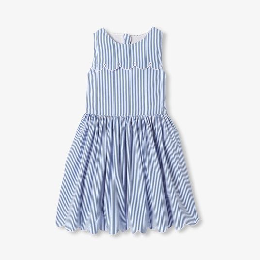 jacadi blue dress Jacadi - Girl striped poplin dress - Blue/White