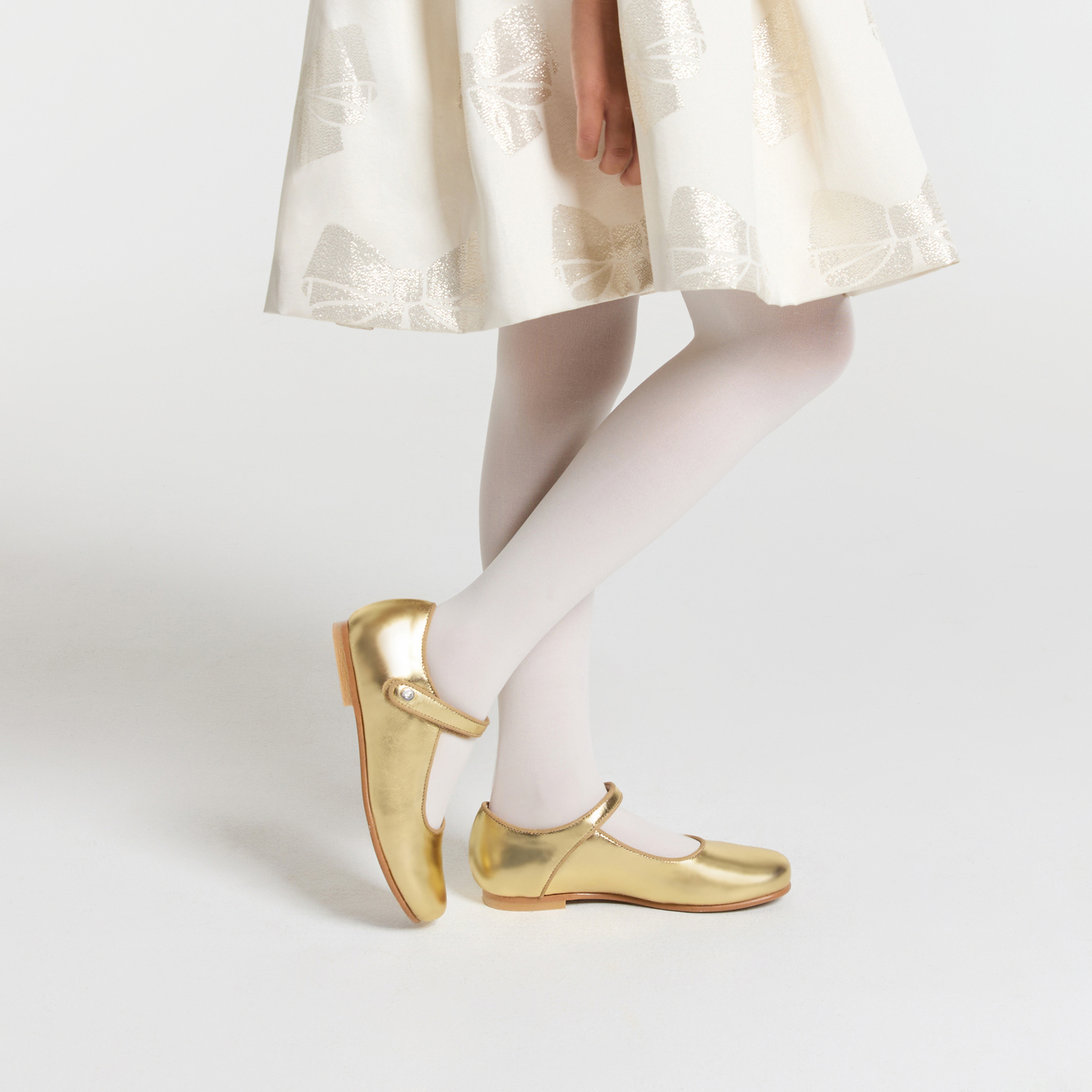 Girl glazed leather Mary Janes Yellow gold Jacadi Paris