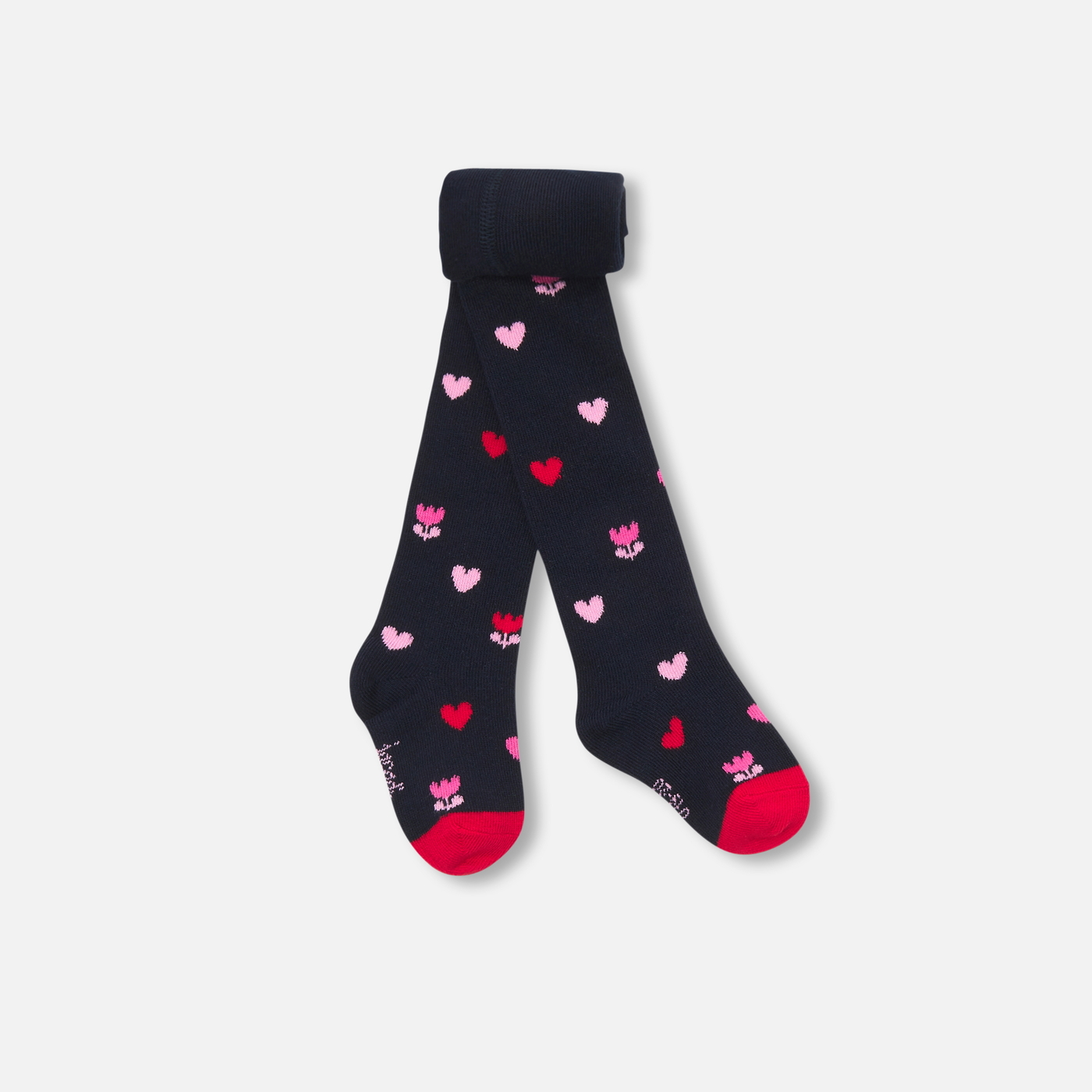 Baby girl tights with tulip heart design - Navy/multicolour