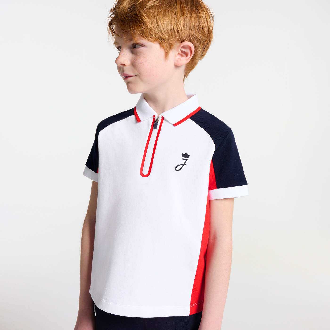 Boy's polo shirt White/red Jacadi Paris - Main Image