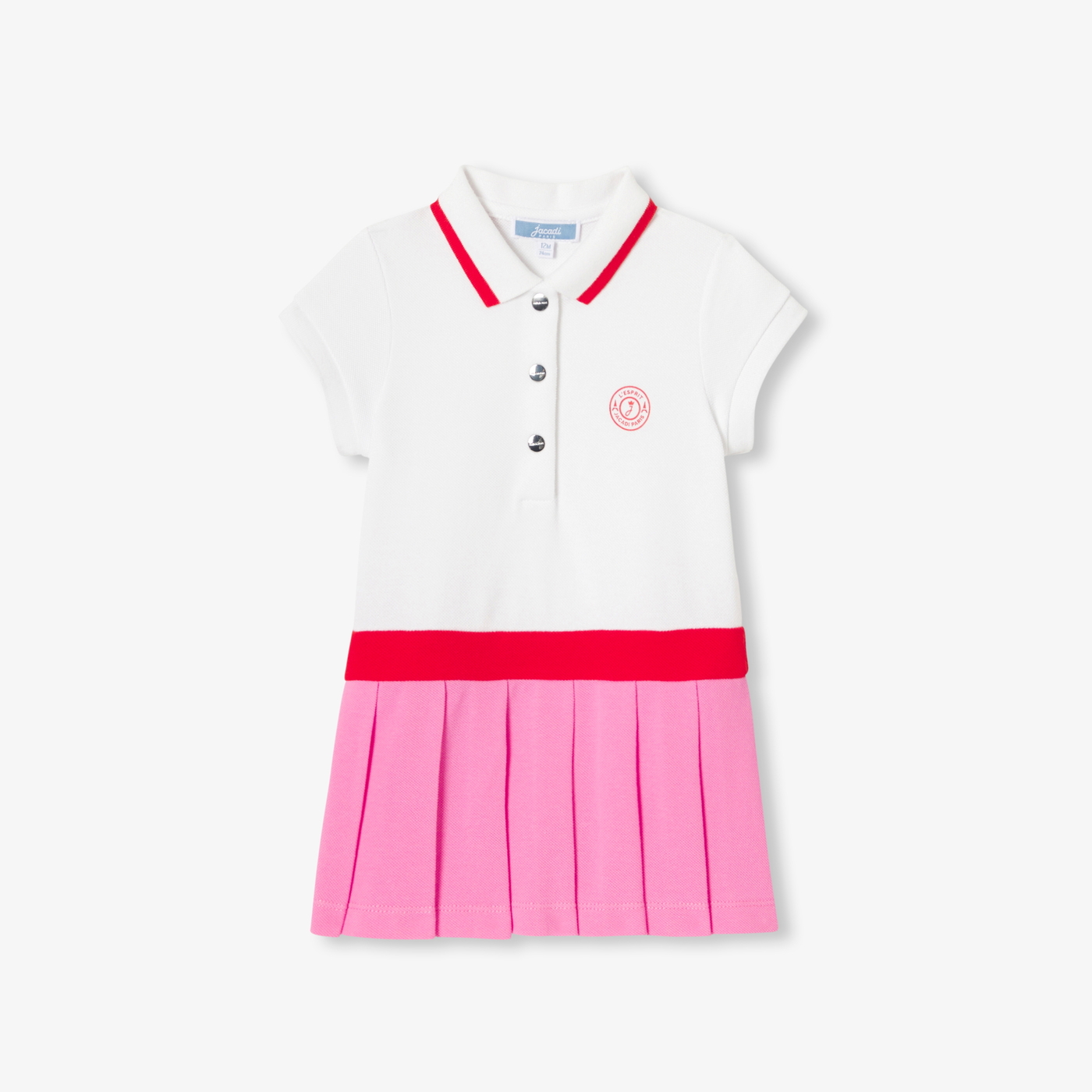Baby girl polo dress White/pink Jacadi Paris - Main Image