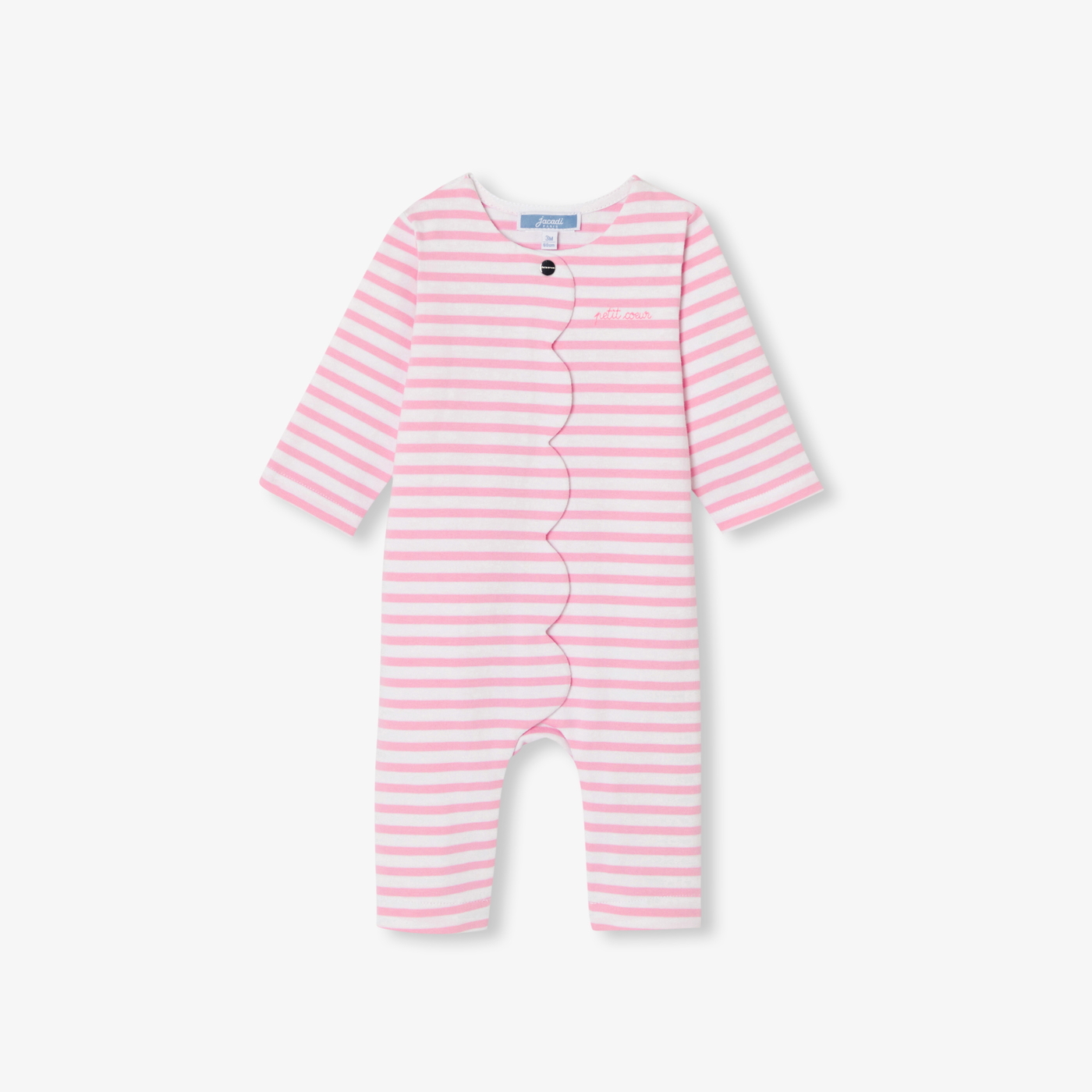 Baby girl jumpsuit in striped jersey White/pink Jacadi Paris
