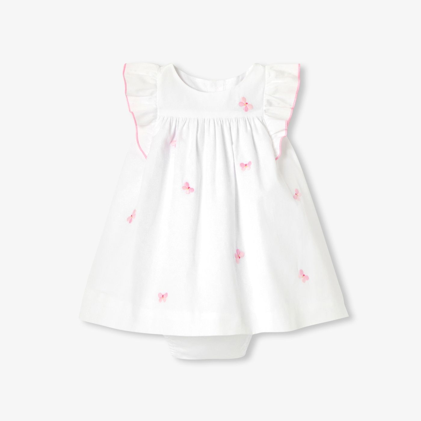 Jacadi - Baby girl dress in cotton poplin - White/Multicolour - Size: 12M Jacadi - Baby girl dress in cotton poplin - White/Multicolour - Size: 12M