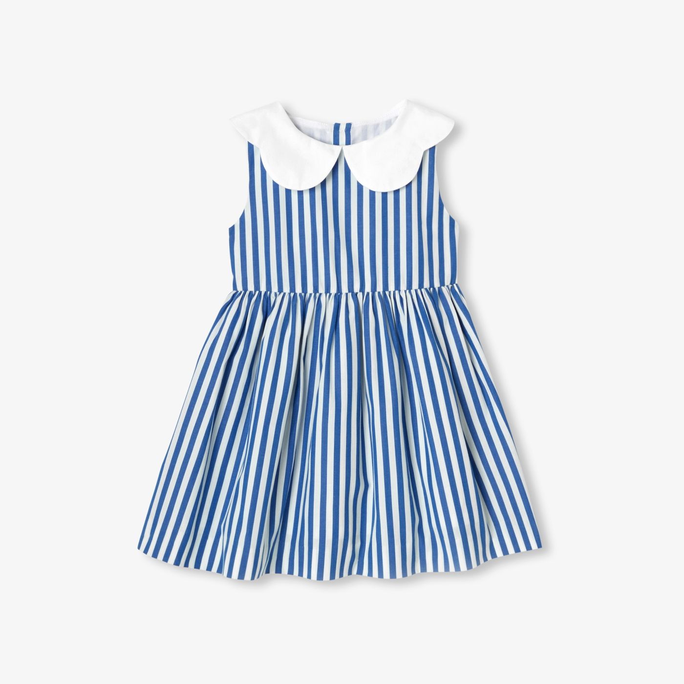 Baby girl sleeveless striped dress - White/blue | Jacadi Paris Baby girl sleeveless striped dress - White/blue | Jacadi Paris