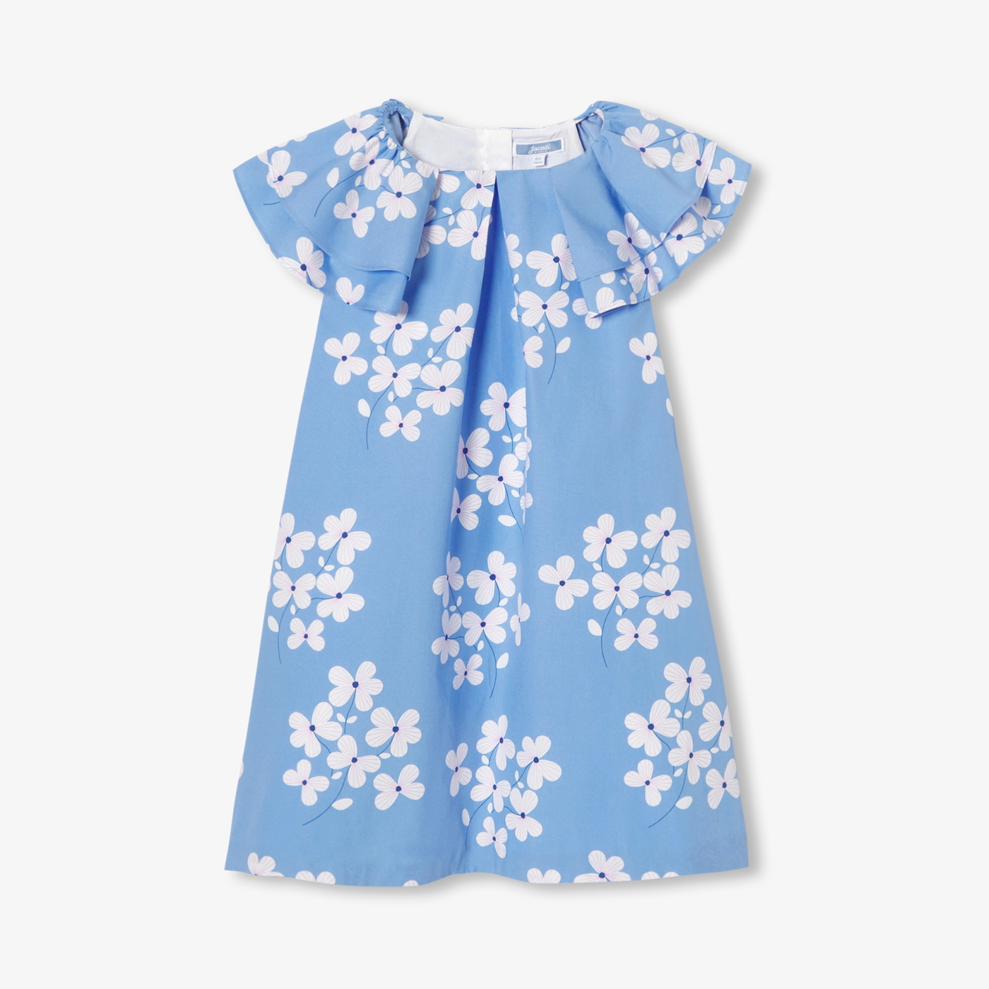 Jacadi - Girl floral print poplin dress - Blue/Multicolour - Size: 04Y Jacadi - Girl floral print poplin dress - Blue/Multicolour - Size: 04Y