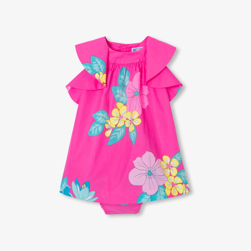 jacadi pink dress Baby girl sleeveless dress in poplin