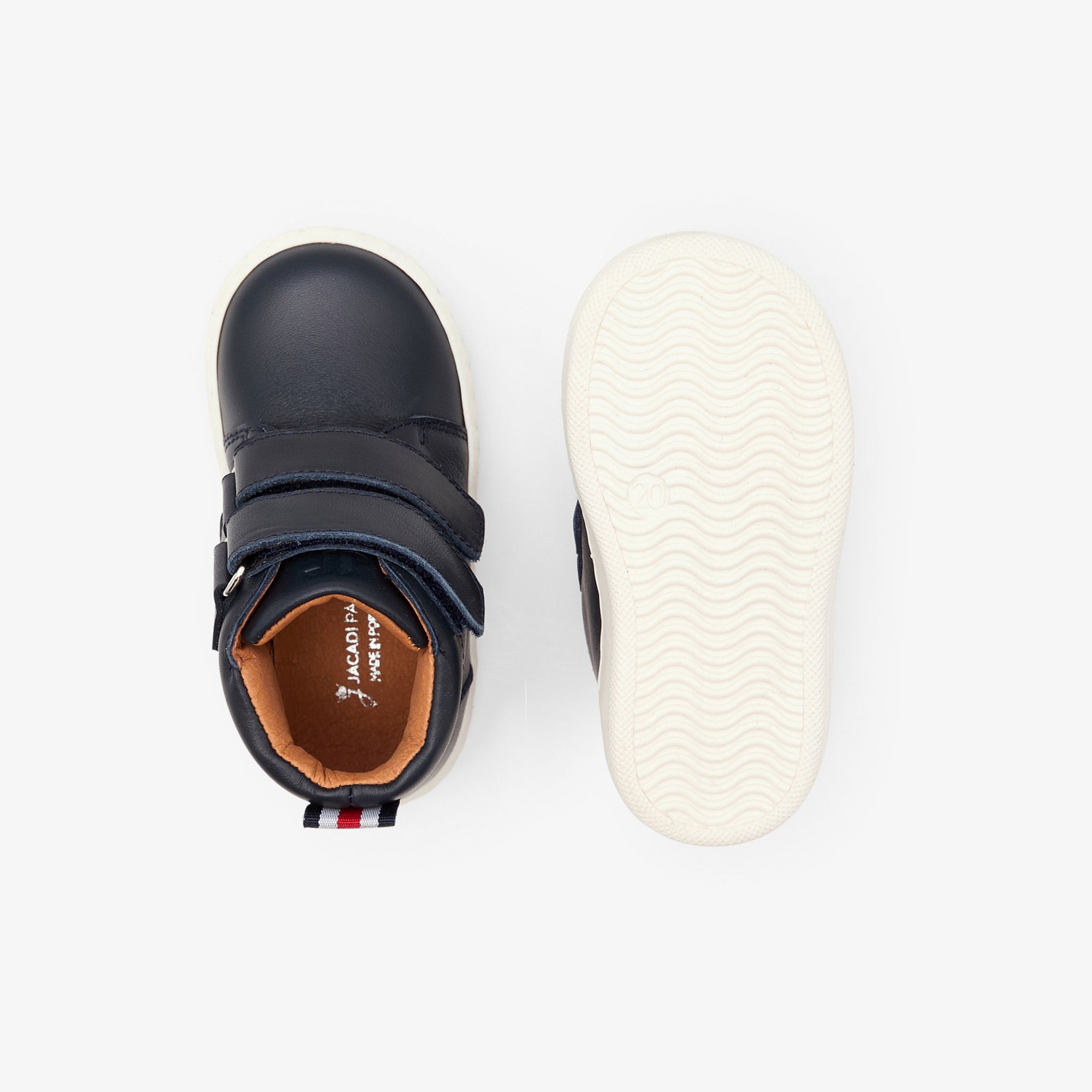 Jacadic Smooth leather baby sneakers - Jacadi navy | Jacadi Paris